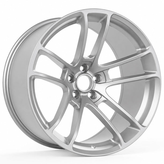 20x11 Hellcat Widebody Matte Silver Staggered Wheels & Vicrez Performance VCORSA 305/35ZR20 & 315/35ZR20 All Season VT101 Tire Package vzn125457 | Dodge Challenger Widebody 2008-2023